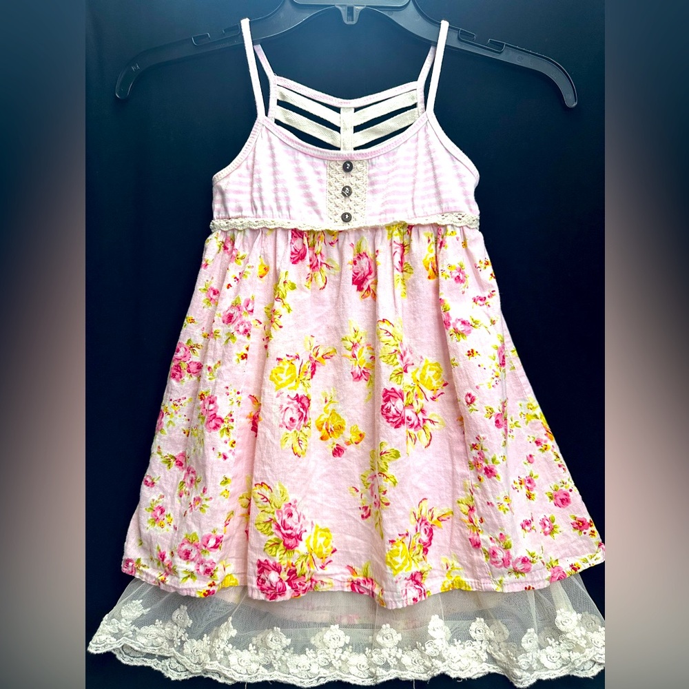 Toddler Girl’s Dress, size 4T, by FREE PLANET. Pink, floral, sundress.